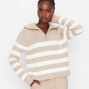 KULE The Matey High Neck Quarter Zip Cotton Sweater Medium